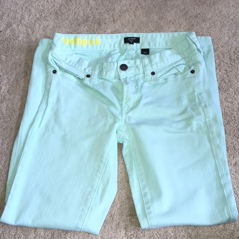 J Crew mint toothpick pants